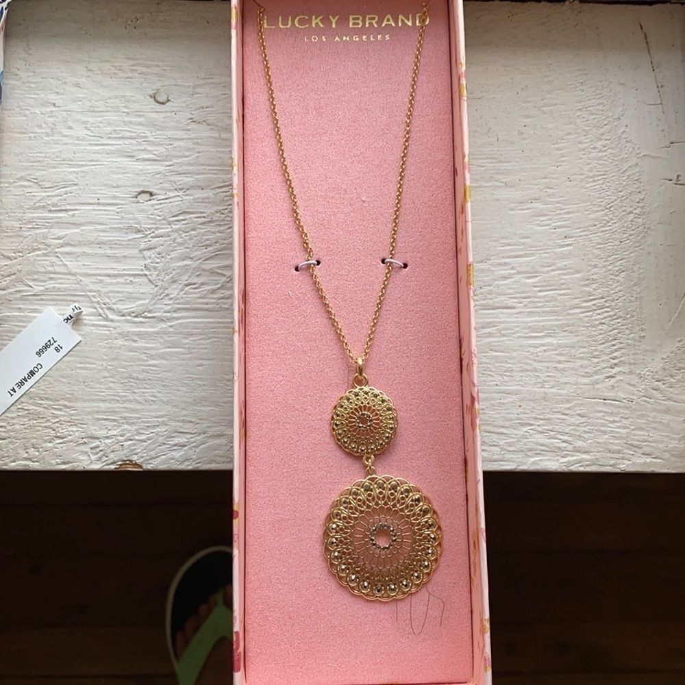 LUCKY Brand gold tone pave jewel long‎ necklace